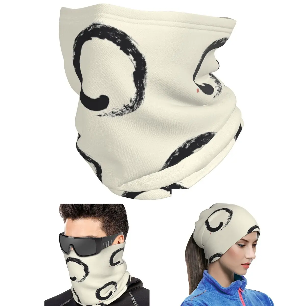 Enso Japanese Zen Circle Bandana Neck Gaiter Printed Wrap Scarf Multi-use Balaclava For Men Women Adult Breathable
