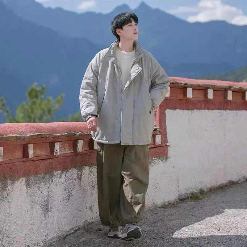 

​Vintage Japanese City Boy Cotton Padded Coat Retro Workwear Style Loose Winter Jacket for Men​