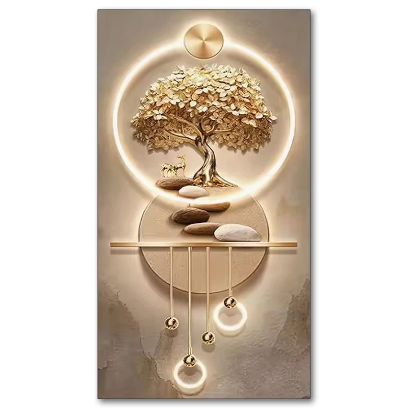 Peinture diamant arbre de vie doré moderne 5D