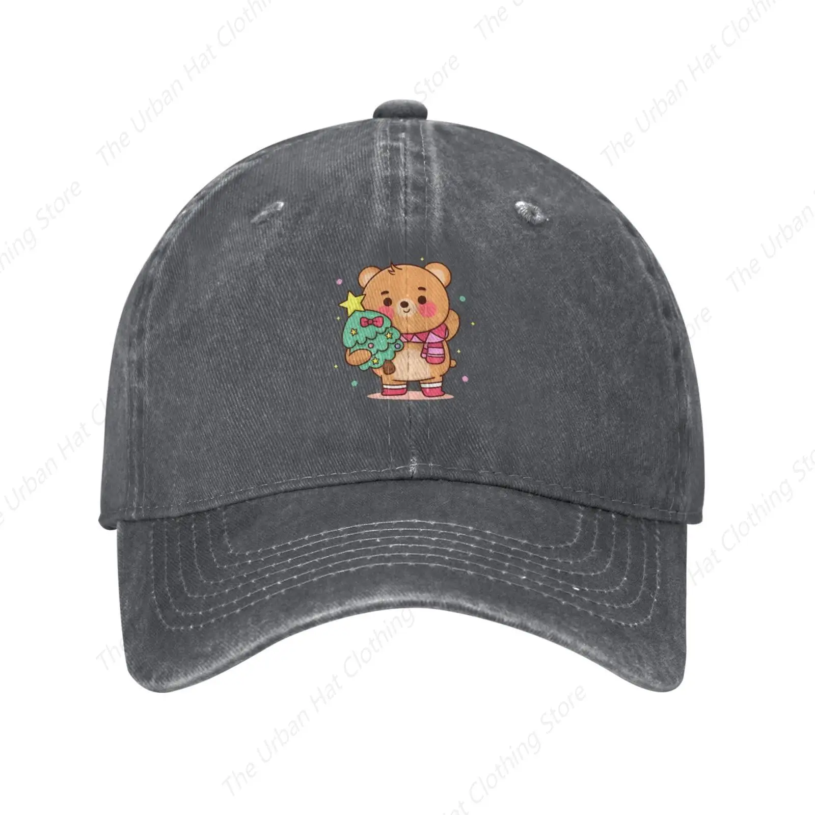 Cute Little Bear and Christmas Tree Baseball Cap for Men Women Adjustable Cowboy Caps Unisex Headwear for Casual GYM Trucker Hat