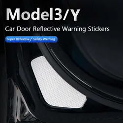 For Tesla Door Reflective Warning Sticker For Tesla Model 3 Y Accessories Reflectiver Safety Warning Sticker Bright Car Interior