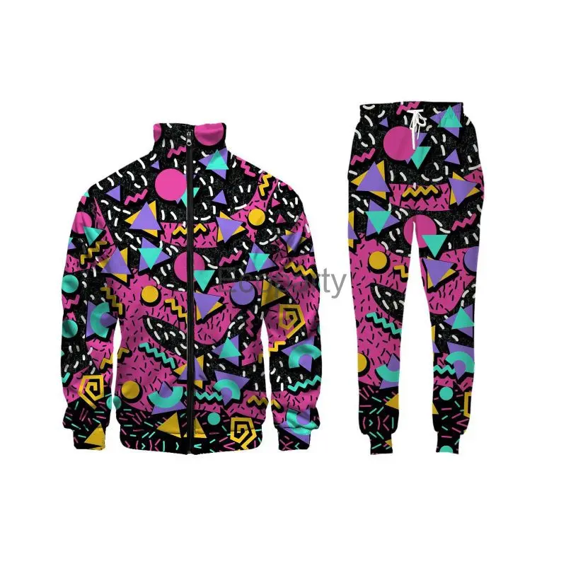 Vintage Hippie Kostuums Voor Dames Heren Retro 2 Stuks Trainingspak Sportkleding Broek Set Halloween Carnaval Disco Kostuum