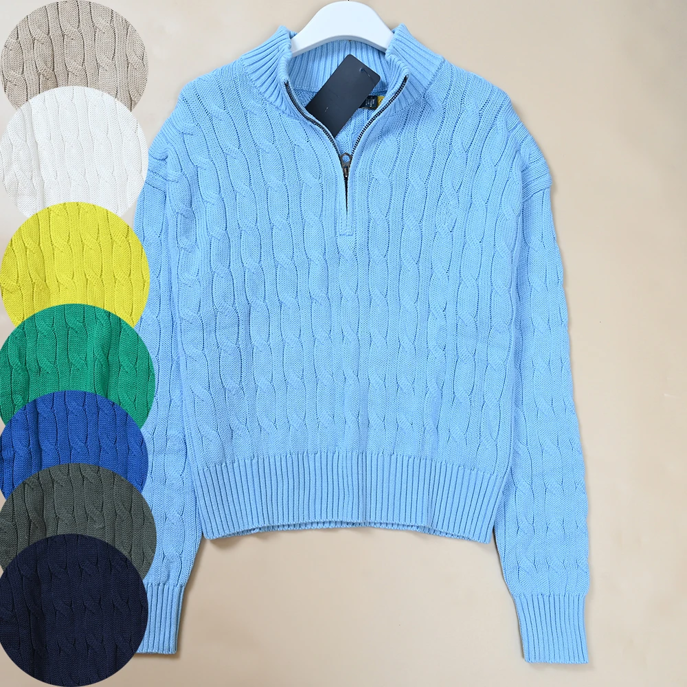 

Классический женский длинный вязаный свитер Све из хлопка Thi Needle Tead f Длинный зимний топ на молнии с воротником-стойкой и воротником-стойкой