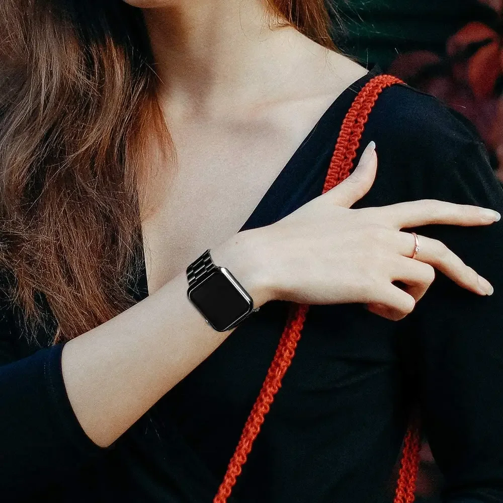 Металлический ремешок + чехол для ПК для Apple Watch 9, 8, 7, 45 мм, 41 мм, удобный браслет из нержавеющей стали iWatch 6 5 4 3 SE 44/40/42/38 мм, чехол