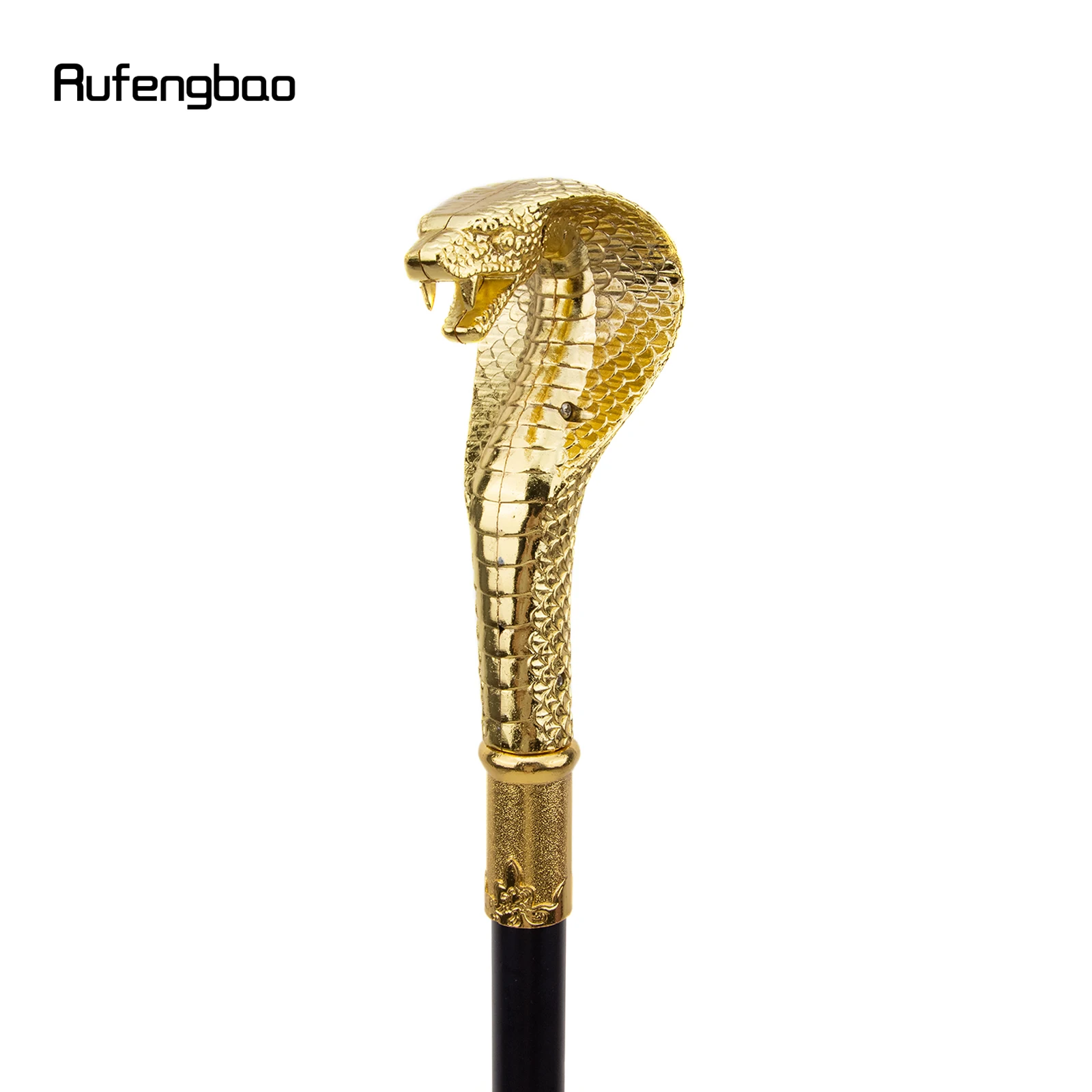 Golden Luxury Snake Handle Walking Stick with Hidden Plate Self Defense Fashion Cane Plate Cosplay Crosier Stick 93cm