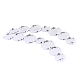 5pcs Stainless Steel 14mm 18mm 20mm Cabochon Pendant Base Setting Trays Diy Necklace Connector Bezel Blanks For Jewelry Making