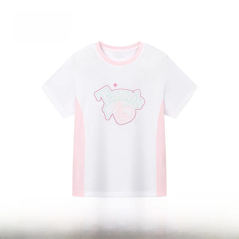 xtep-キッズ-スポーティ-ラウンドネック-半袖-tシャツ-通気性-肌に優しい-コットン-夏-新着-女の子向け-6-4歳向け