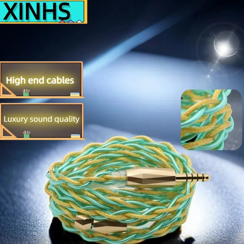 XINHS A08 4-core 7N single crystal copper gold-plated hybrid braided cable