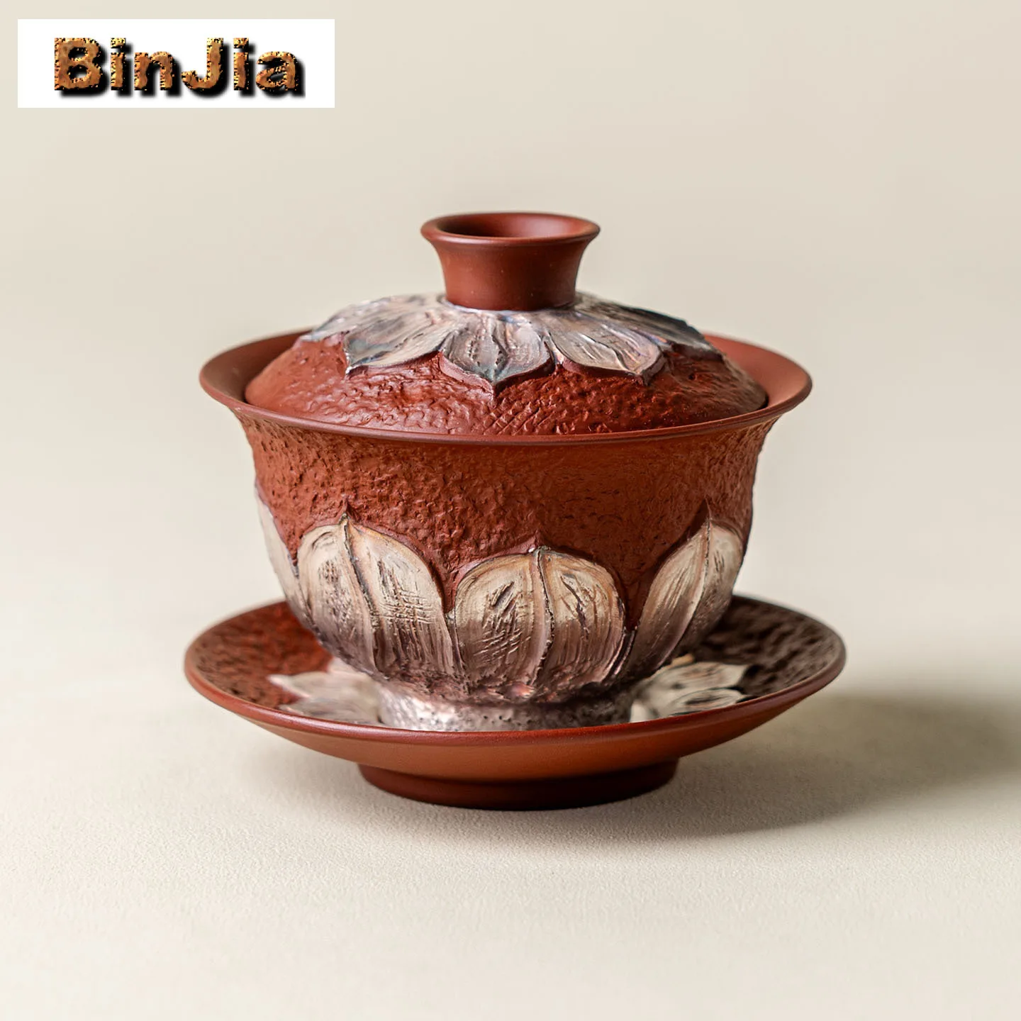 

110 мл фиолетовая глина с Sier-покрытием лепестков лотоса Gaiwan креативная чайная варенья чайная чаша с крышкой комплект чайник крышка чаша китайский чайный сервиз