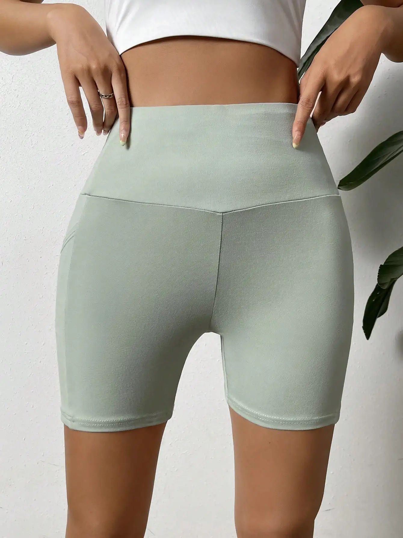 Nice Fashionable Casual Knitted Sports High Elastic Pocket Spring And Summer Women's Short Leggings