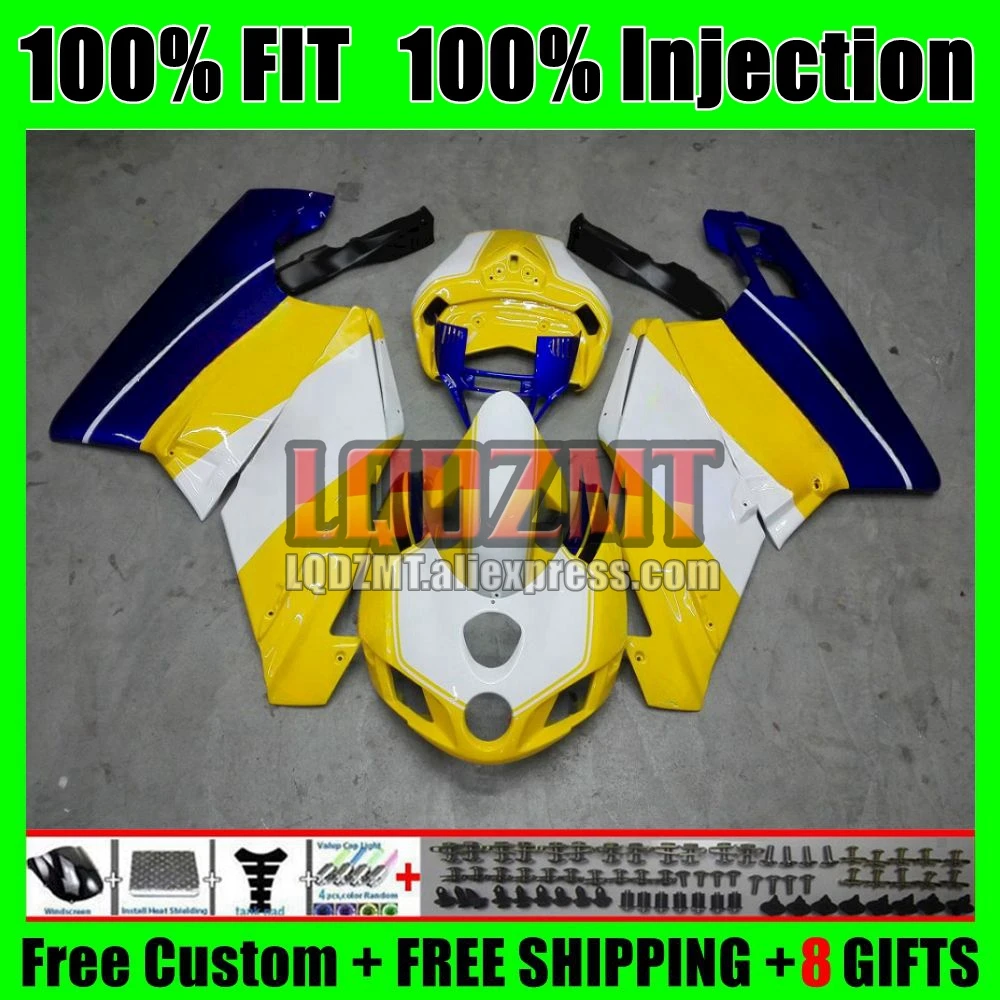 Injection Body For DUCATI 749S 999S 749 999 S R Bodywork 124No.8 749-999 03 Blue yellow 04 749R 999R 2003 2004 OEM Fairing Kit