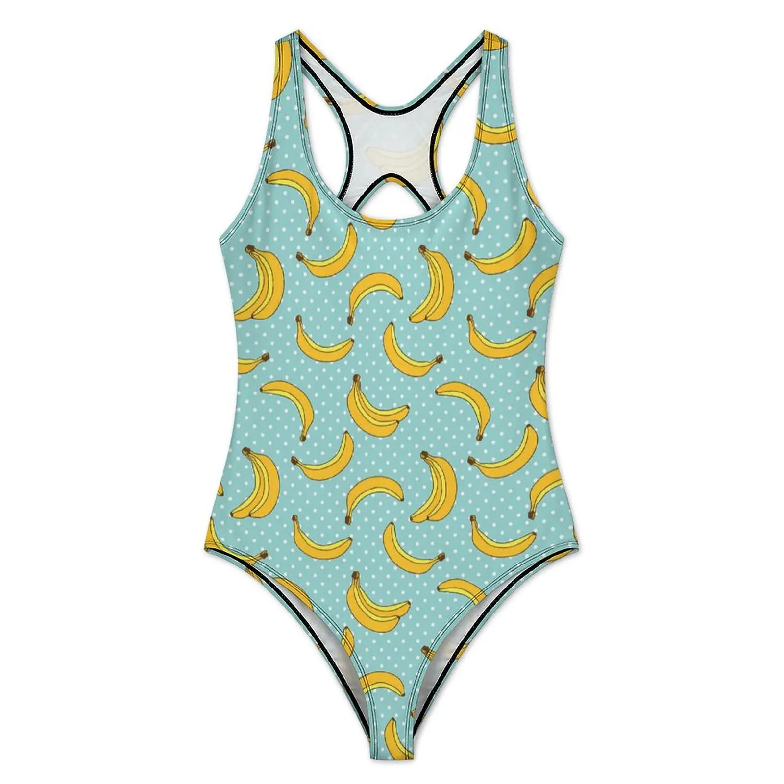 Banana Print Swimsuit Polk Dots One Piece Swimwear Push Up Aesthetic Bathing Suit Sexy Vacation Bath Pattern Beachwear