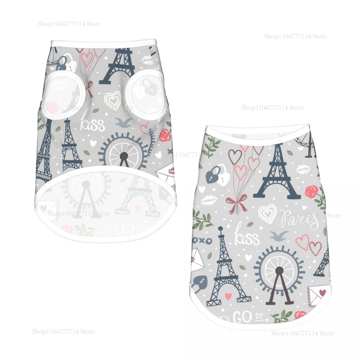 

Summer Cat Dog Clothes Breathable Dog Vestes Puppy Cats Vest Chihuahua Observation Wheel And Eiffel Tower Pug Sport Shirts