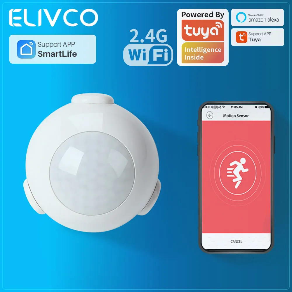 

Tuya WiFi PIR Motion Sensor Human Body Detect Sensor Smart Life Infrared PIR Sensor for Home Security Protection