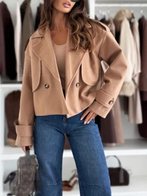 Automne hiver femmes ort laine Jaet ample Design décontracté Sensation ort ouvert Cardigan manteau haut rue Sle