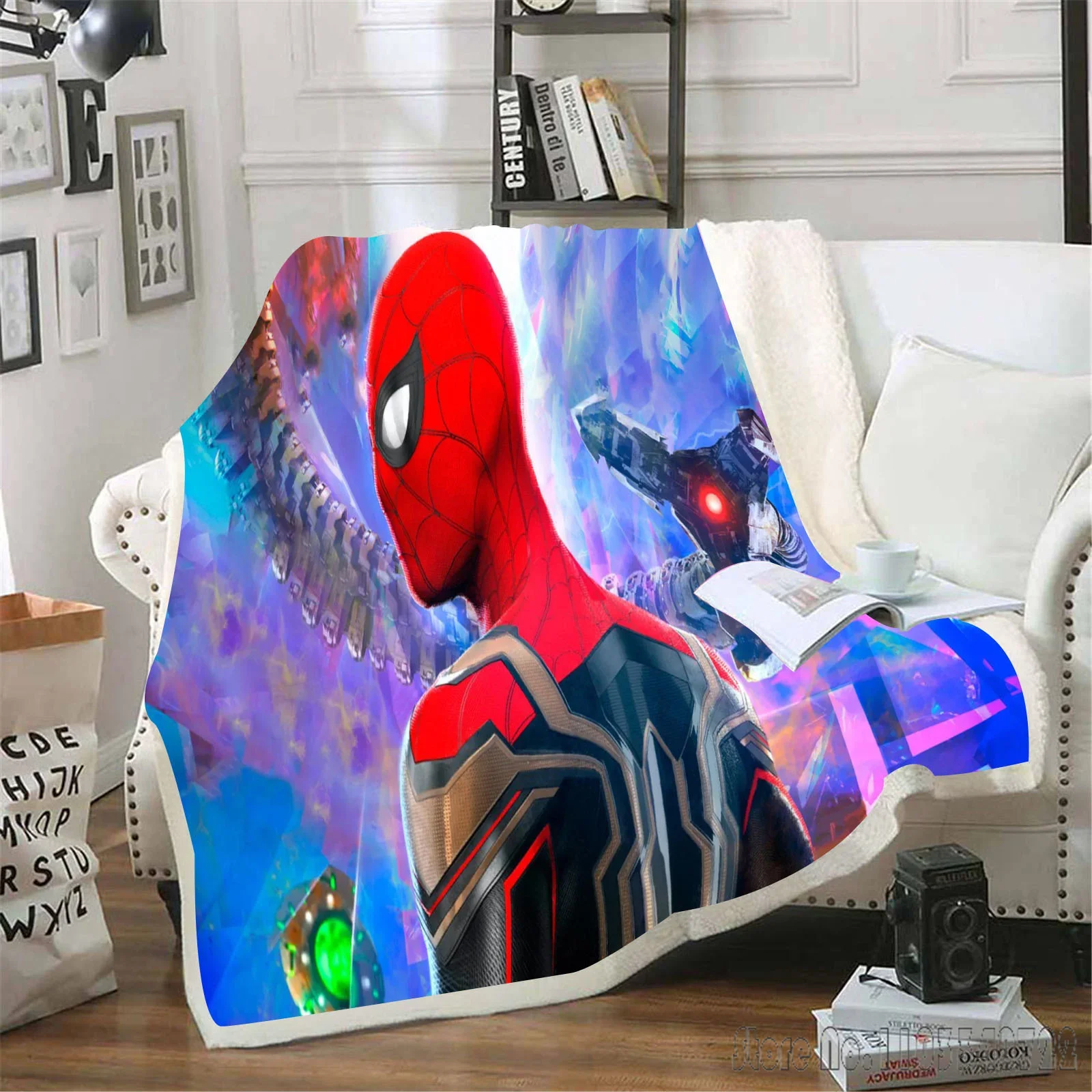 Couverture en peluche imprimée de dessin animé Spider-man pour enfants, Jeté moelleux, Kawaii, Fourrure, Réactif, Marvel, Personnalisé, Garçon, Adulte, Cadeau