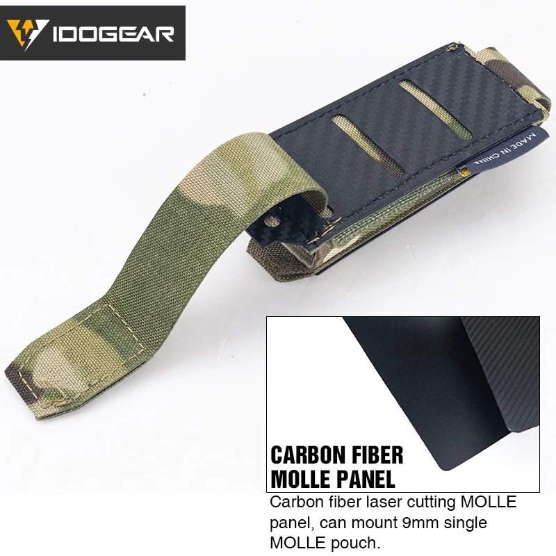 IDOGEAR Carbon Fiber Tactical Mag Pouch 9mm Single Carrier MOLLE Compatible Quick Drain Anti-slip Lightweight 2pcs 3589