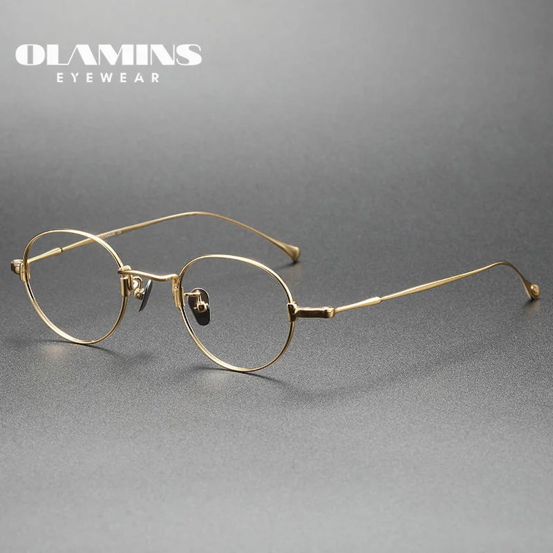 

OLAMINS​ Pure Titanium Frame Eyeglasses Optical Mobile Phone Blue Blocking Protection Round glasses KMN53