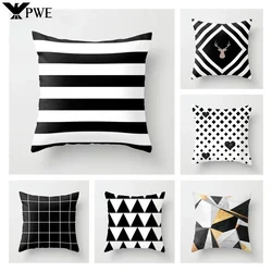 Nordic Black and White Cushion Cover Polyester Geometric Pillow Cover Decorative Sofa Pillows Fashion Pillowcase 45*45CM