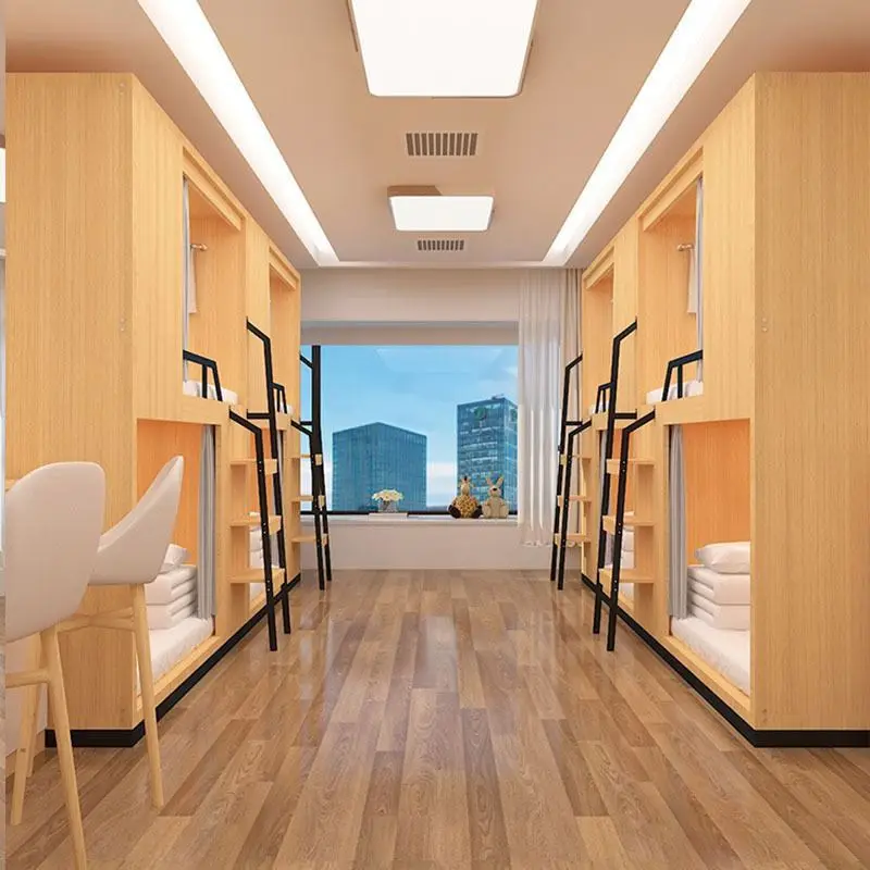 Multi-Functional Wooden Bed Frame King-Size Bunk Bed Combination for Dormitory Hostel Apartment