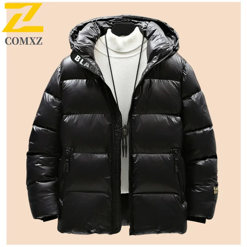 COMXZ 2025 Men Puffer Jacket Winter Windproof Thermal Coat Waterproof Hiking Parka Thickened Cotton Outdoor Sports Windbreaker