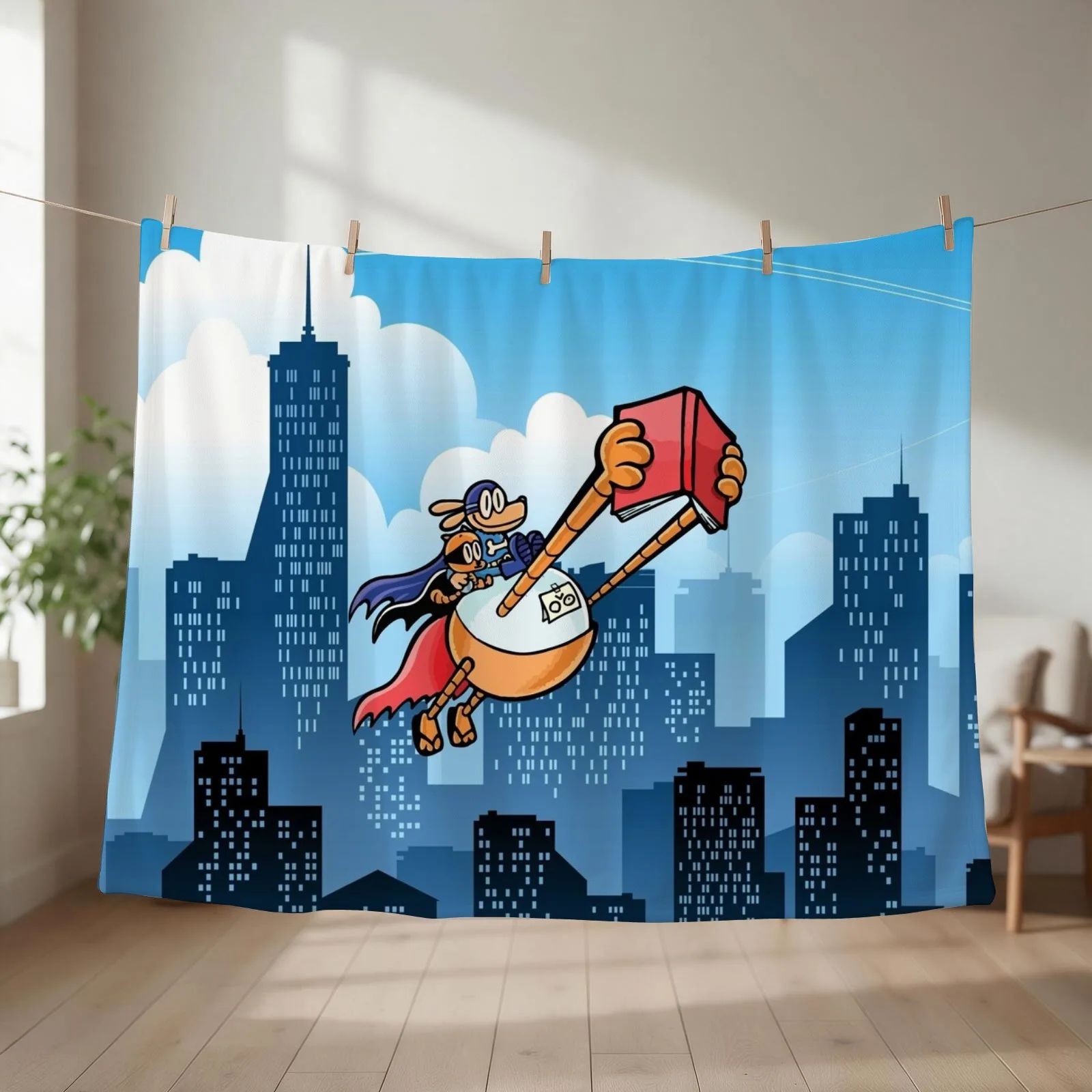 Dog Guy and Cat Child - Supa Buddies Throw Blanket Hairys Nap Plaid Thermal Blankets