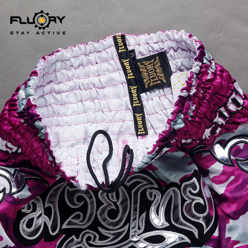 فلوري الملاكمة التايلاندية السراويل الملاكمة التدريب السراويل الرجال الملاكمة ملابس النساء القتال الحرة السراويل التمويه مخصص