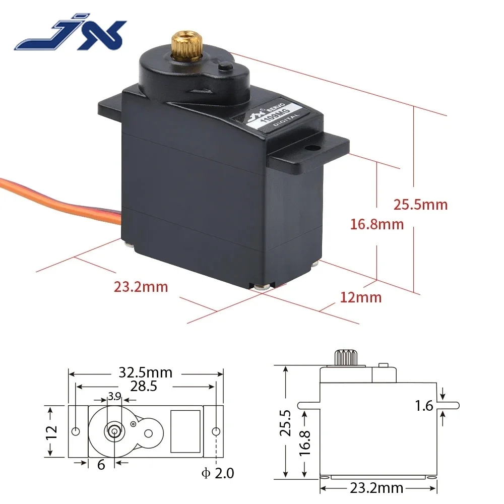 1/2/4 個 JX サーボ PDI-1109MG 9 グラム 2.5 キロメタルギアデジタルミニ固定翼 1/18 RC カーモデルボートロボットアームヘリコプター