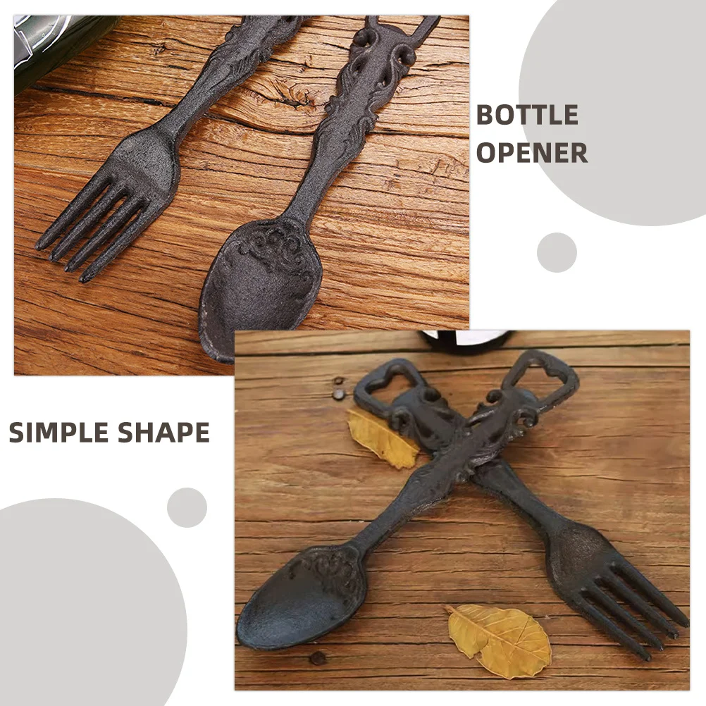 

2pcs Retro Iron Fork Spoon Shaped Beer Bottle Opener Manual Portable Opening Tool For Home Bar Party Decorative Metal Beverage