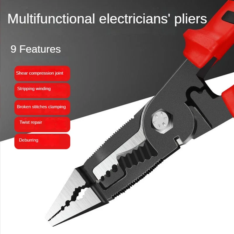 Nine in one multi-functional electrician wire stripper, needle nose wire pressing, wire water drawing artifact