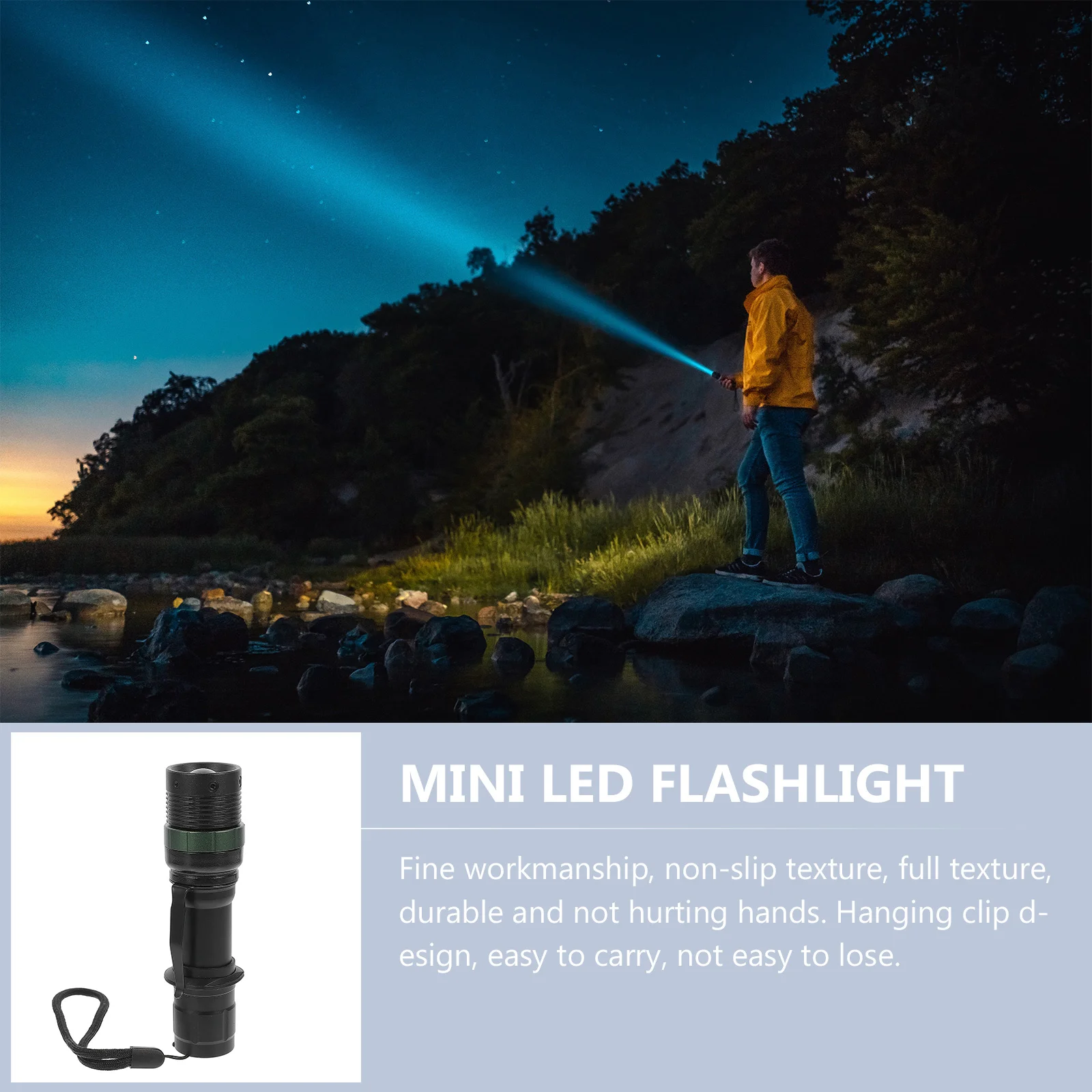 

1pc Mini Led Flashlight Aluminum Alloy Zoom High Brightness Pen Size Portable 3Aaa Batteries Not Included