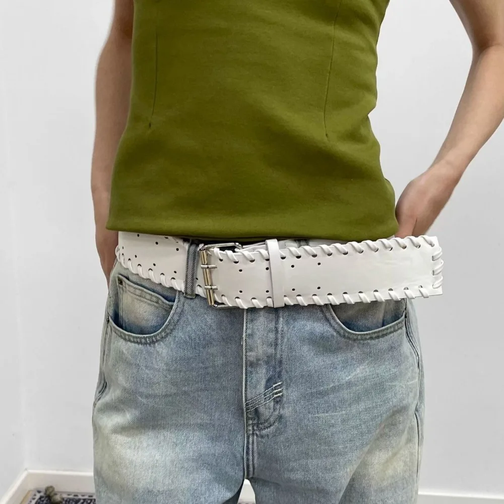 

Casual Woven PU Leather Waistband Korean Style Harajuku Women Wide Belt Y2k Punk Western Cowboy Belt Spicy Girl