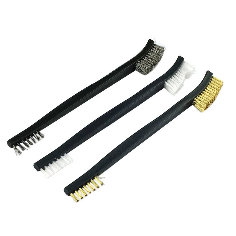 1set Double-end Mini Wire Brush Set Steel Brass Nylon Cleaning Polishing Detail Metal Rust Brush Gun Cleaning Tool