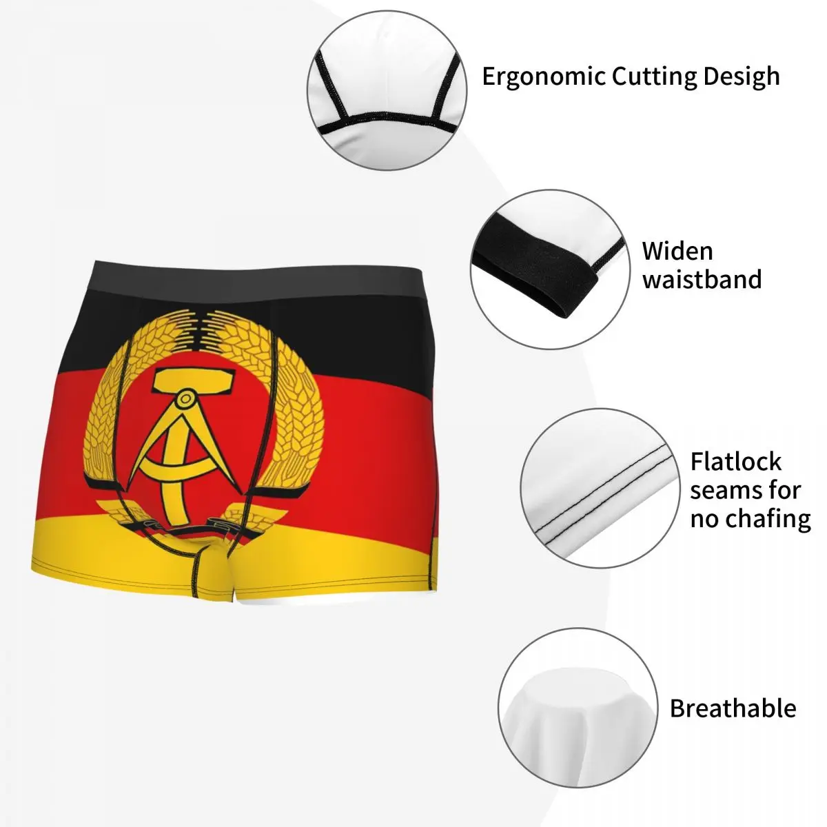 DDR National Flag Underpants Cotton Panties Man Underwear Sexy Shorts Boxer Briefs