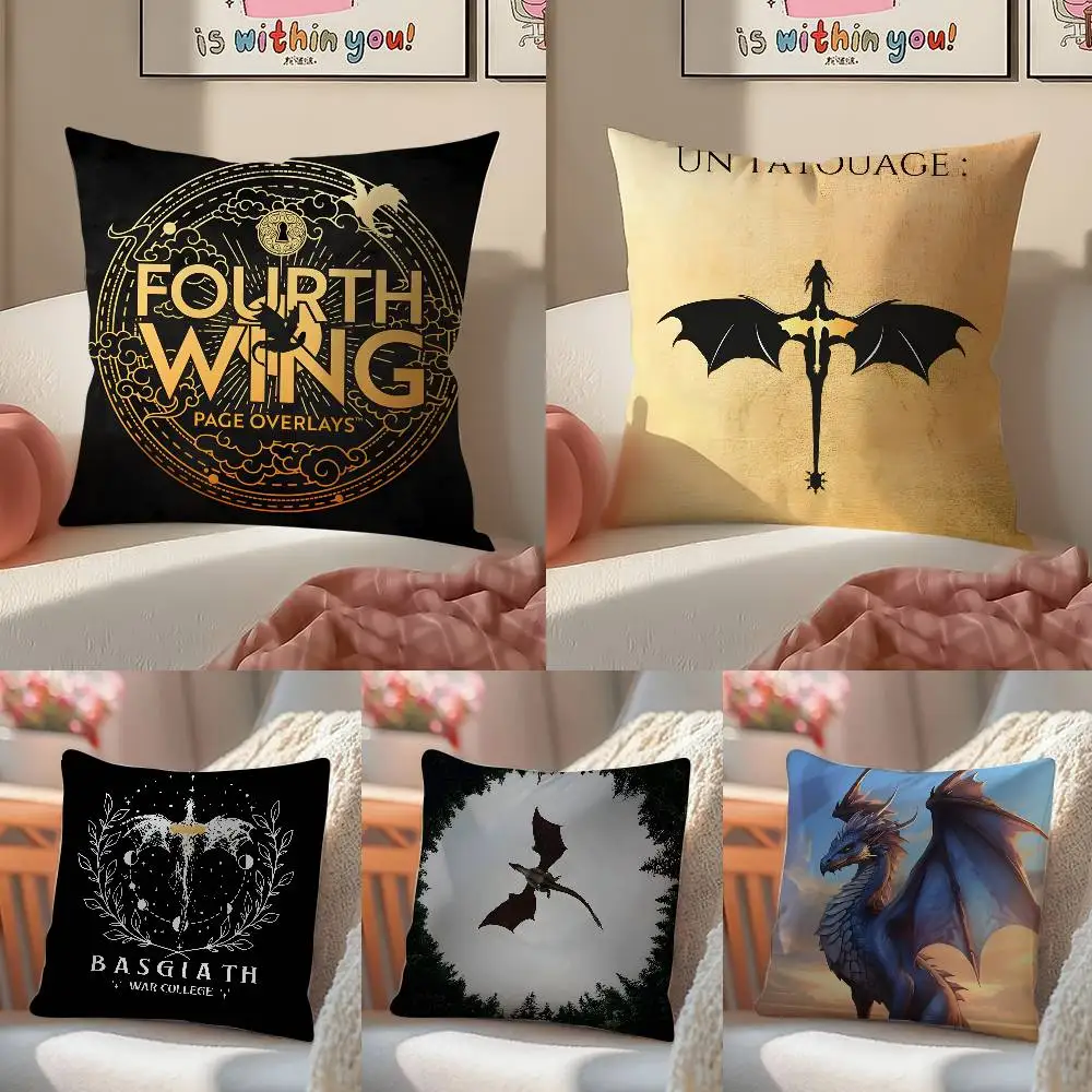 F-Fourth Wing Dragon Cool dragon wings flying illustration Pillow Case Comfort Sofa Bed Silky elegant Invisible zipper Decorativ