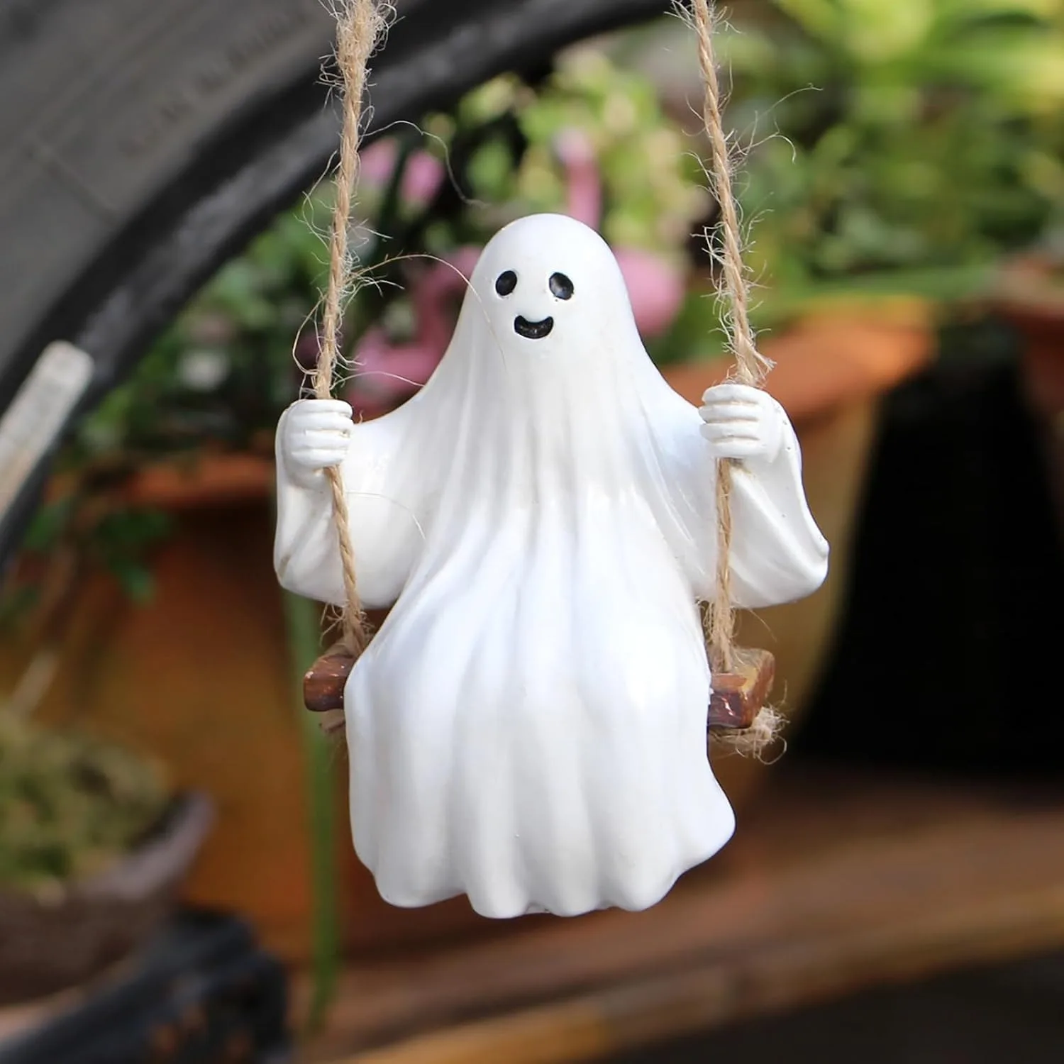 Cool Swinging Ghost Car Pendant,Cute Flying Ghost Car Interior Hanging Accessories Rear View Mirror Car Rearview Mirror Hanging