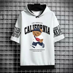 Summer Men's T-Shirts Japan Harajuku Fashion Streetwear Short Sleeve Hooded Tops Tees Casual Men Clothing Printed T Shirts Men