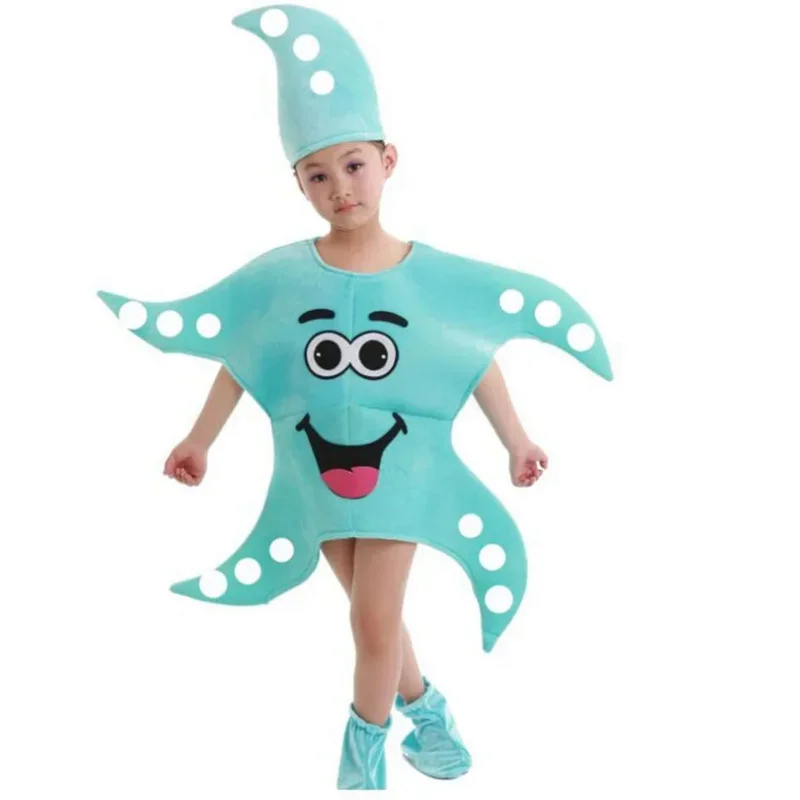 2025 novas crianças adultos homens festa de halloween cosplay meninos meninas estrela do mar traje do bebê usar mar animal estrela palco dança roupas d abc