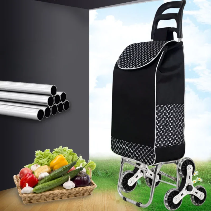 

Portable Shopping Climbing Stairs Grocery Cart Small Foldable Hand Puller Lightweight Elderly Trolley Home Convenience Cart