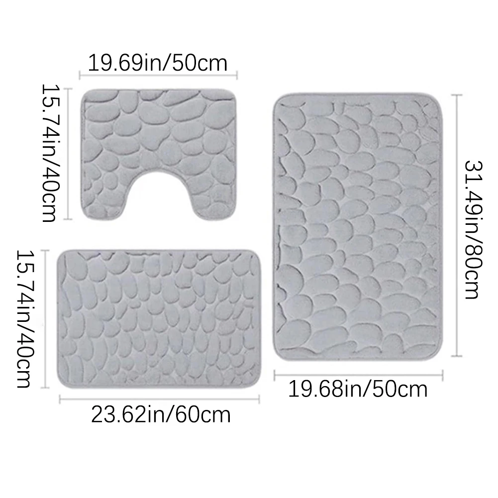 3pcs set Non-Slip Bathroom Rugs Shell Print Bath Mat Sets Soft Absorbent Machine Washable Area Mats Comfortable Anti-Slip Carpet