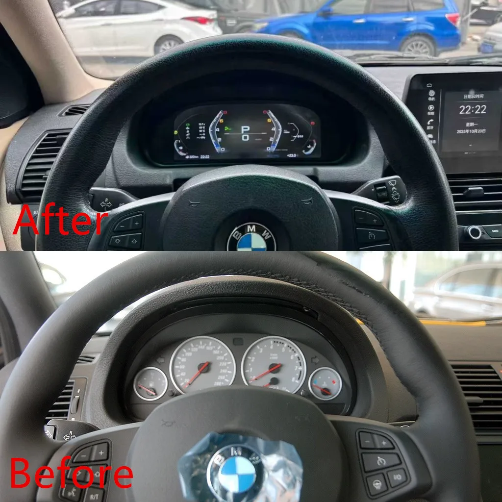 Upgrade LCD Digital Cluster Speedometer Instrument With Carplay New Auto Meter X5 E53 2003-2007