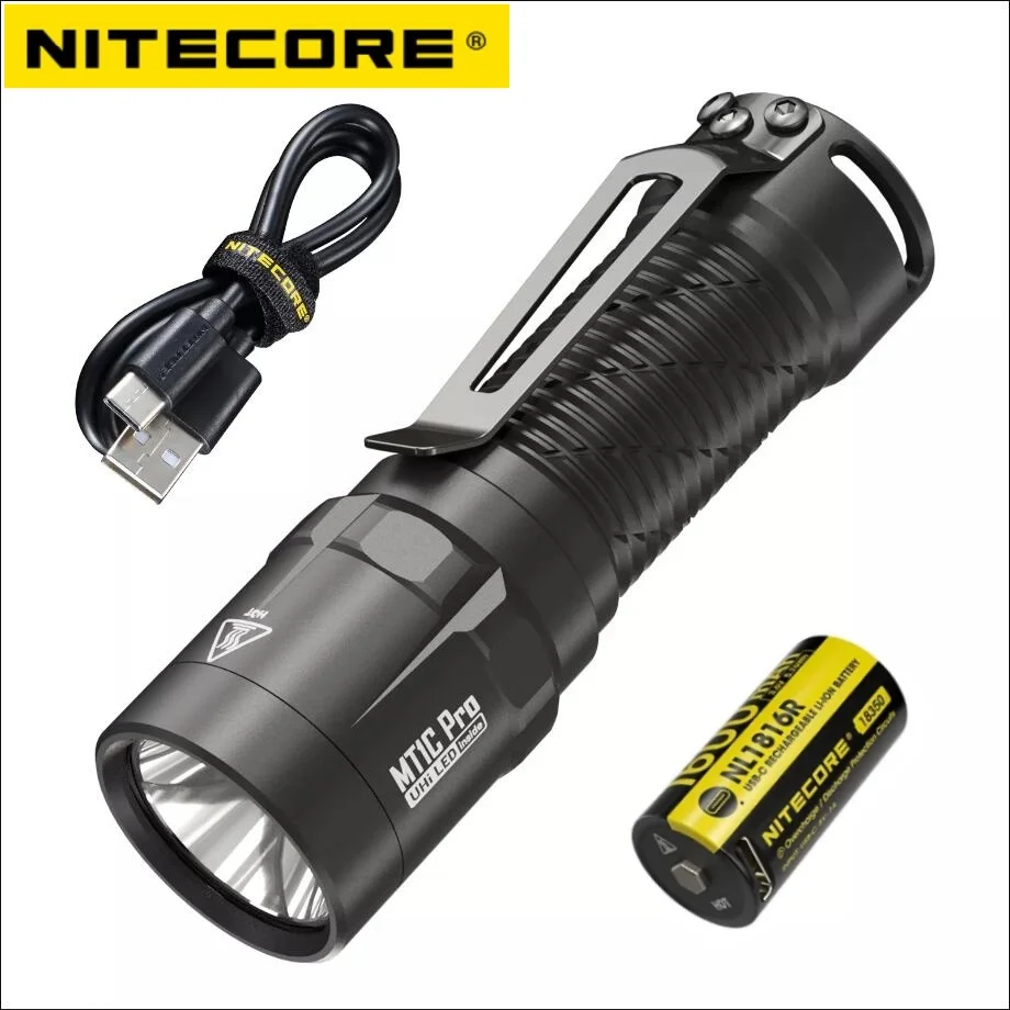 Nitecore-mt1cプロLED懐中電灯,1000ルーメン,戦術光,360m,ビーム距離,充電式,バッテリーが含まれています