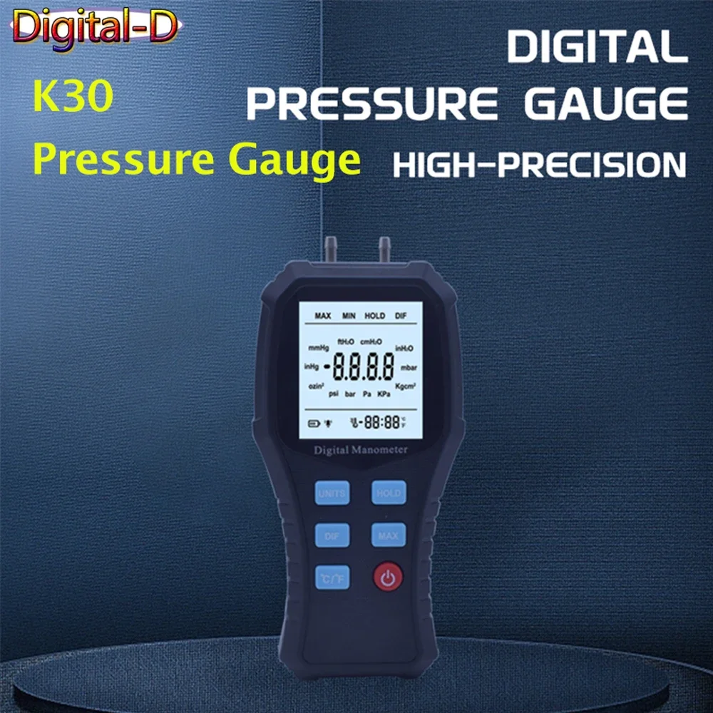 

Digital Manometer Air Pressure Meter K30 Differential Gauge Kit tool Natural Gas Pressure Meter Negative pressure Gauge