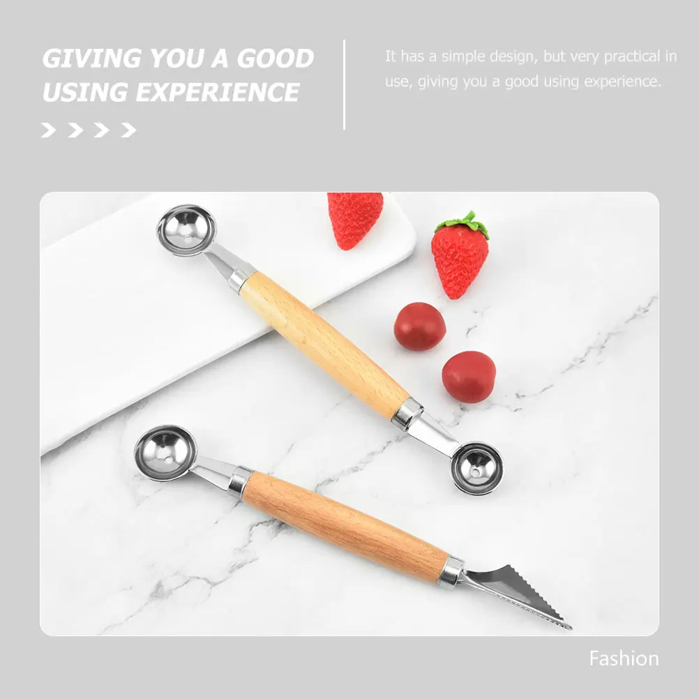 

2Pcs Fruit Stainless Steel Multi function Scoop Melon Digger Kitchen Bar Fruit Household Melon Baller Accessory Tool