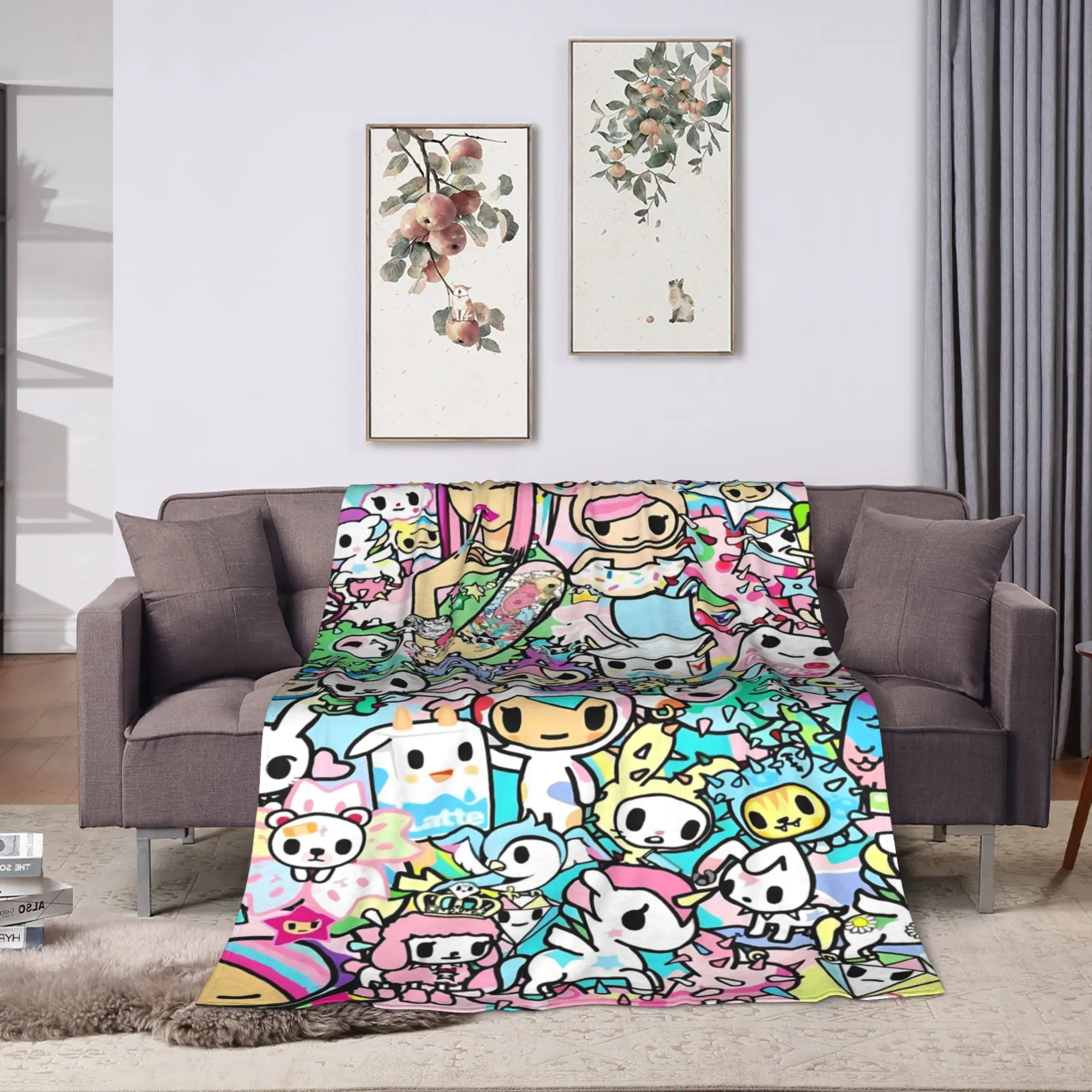 Tokidokis Kawaii Donutella Sandy Unicorno Blanket Warm Soft Plush Throw Blanket For Girls Home Decor Flannel Bedspread Bed Cover