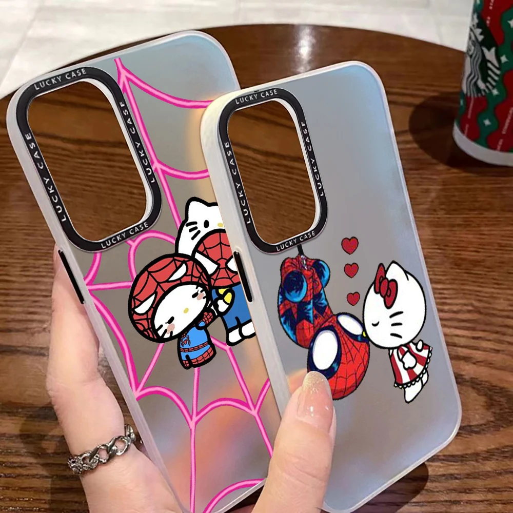 Funda de teléfono Spiderman Hello Kitty para Xiaomi Redmi 12C 10C 9A 9C 9T Note 12 11 10 8 7 Pro K40 A1 5G cubierta de lujo con gradiente mate