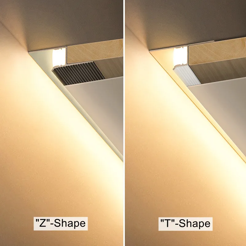 Z/T Shape Led Ceiling Aluminum Profile Narrow Suspended Linear Home Decor Hard Bar Light Invisible Backlight Trough Lamps 12/24V