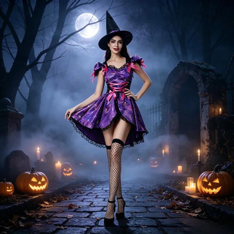 Disfraz Sexy de Halloween para Mujer, Estilo Europeo, Vestido de Bruja, Vampiresa o Araña, Traje para Representaciones Escénicas y Espectáculos Festivos