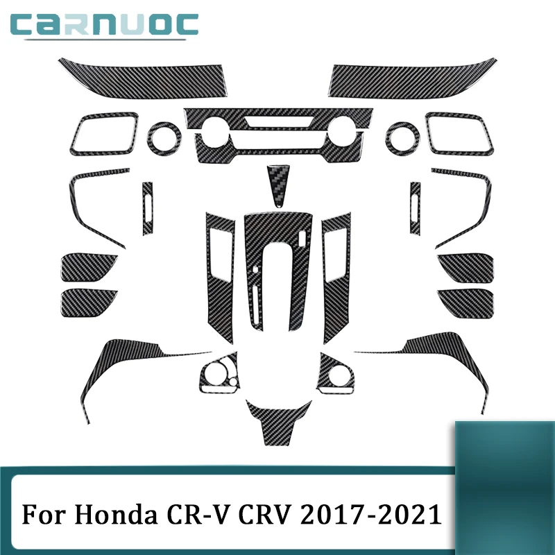 

Carbon Fiber Black Various Parts Stickers For Honda CR-V CRV 2017 2018 2019 2020 2021 Car Interior Decorative Accessories