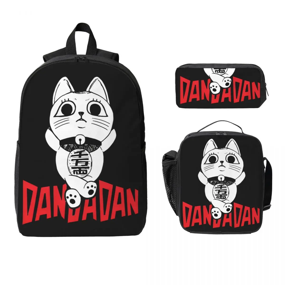 

3Pcs Dandadan School bags Set for Children Pen Bags Backpack Sets with Lunch Box For School Students Knapsack